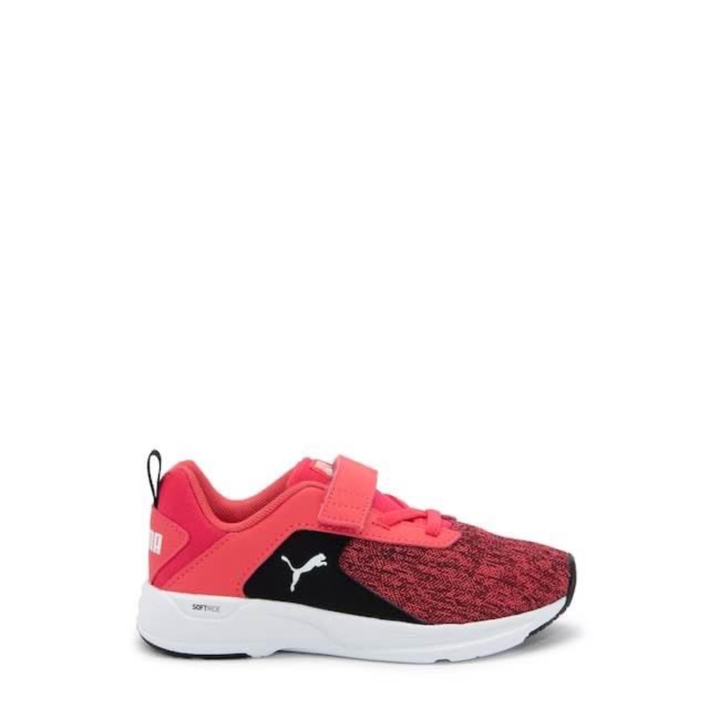 Puma Kids Coral Pink and Black Velcro Athletic Sneakers